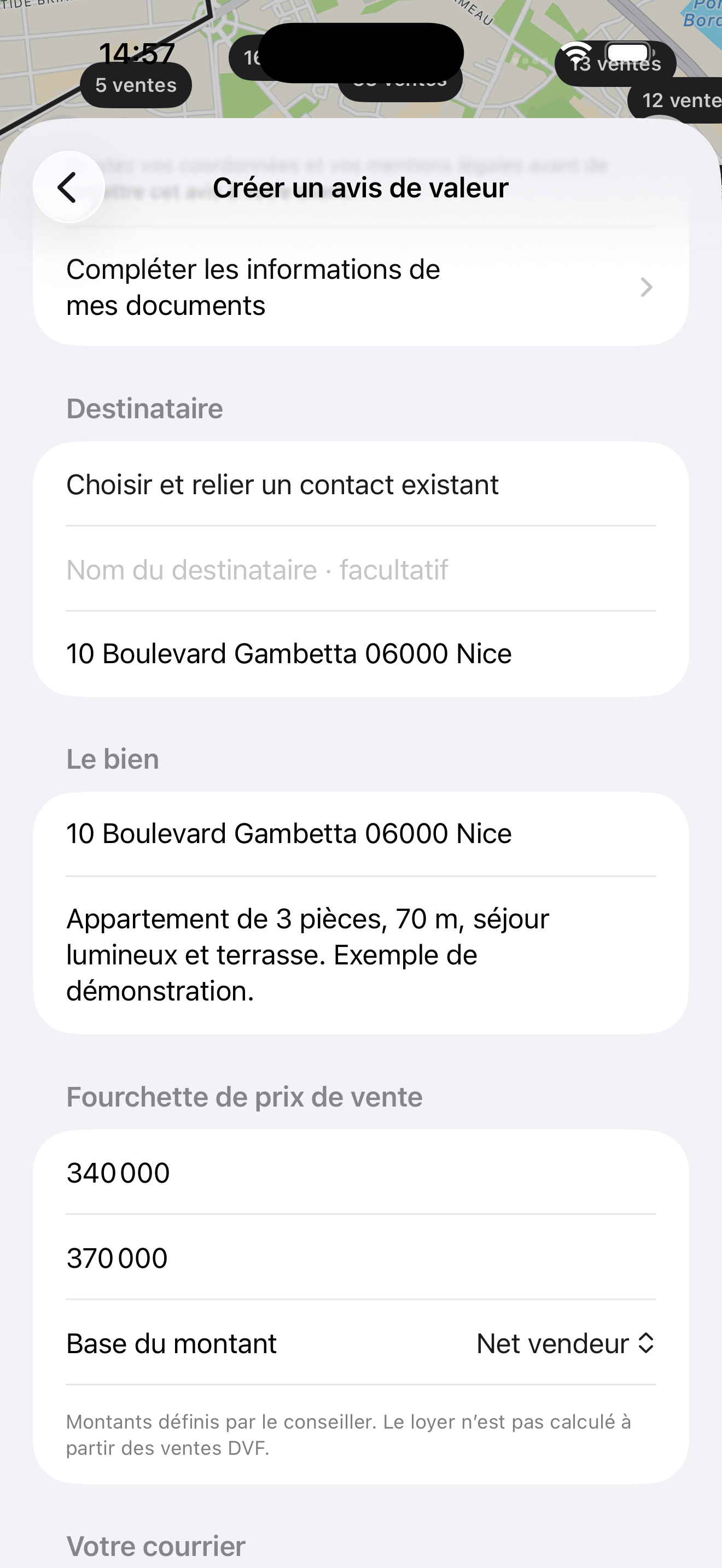 Création d’un avis de valeur dans iMMO Pro
