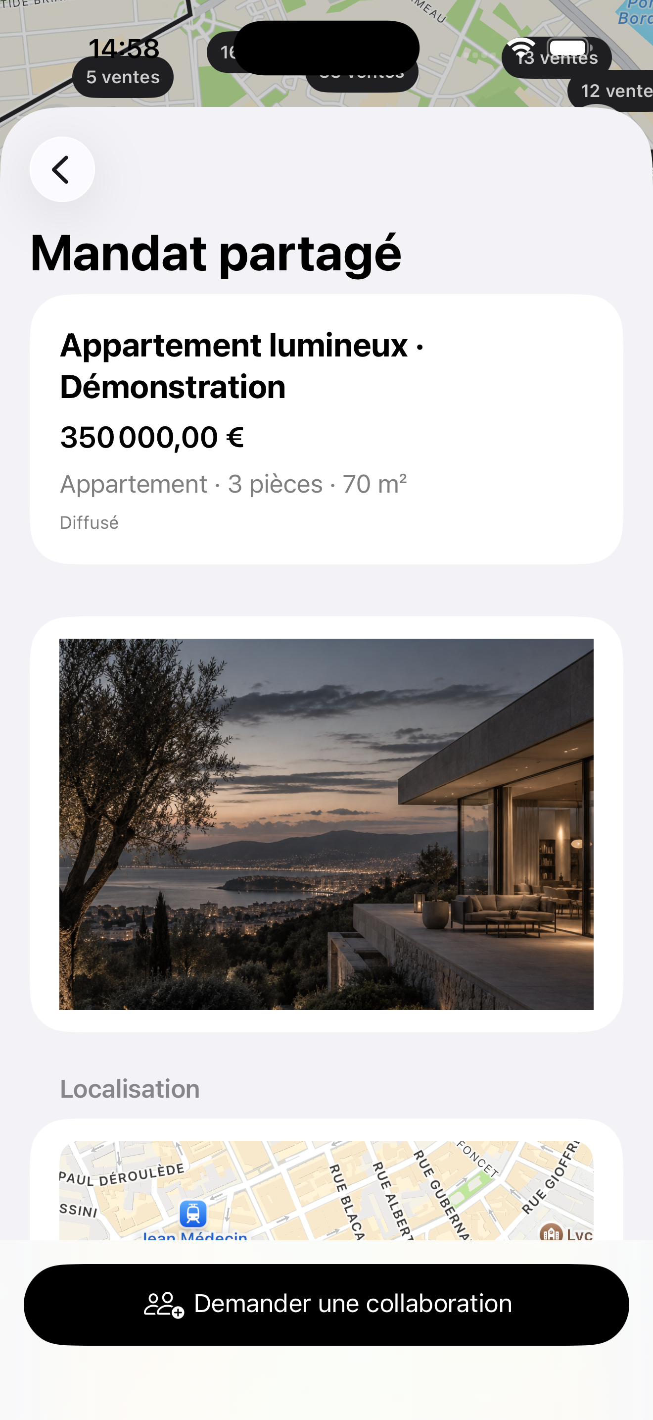 Mandat de démonstration partagé dans iMMO Pro